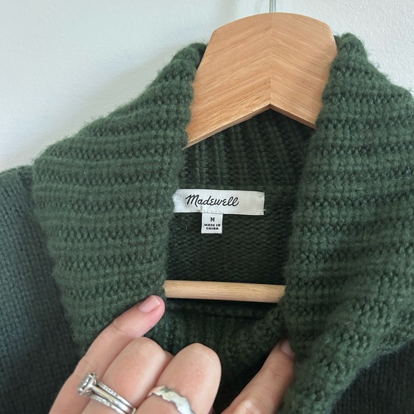 Madewell Corsica Stitch Mix Green Turtleneck Sweater Size Medium - Picture 4 of 6
